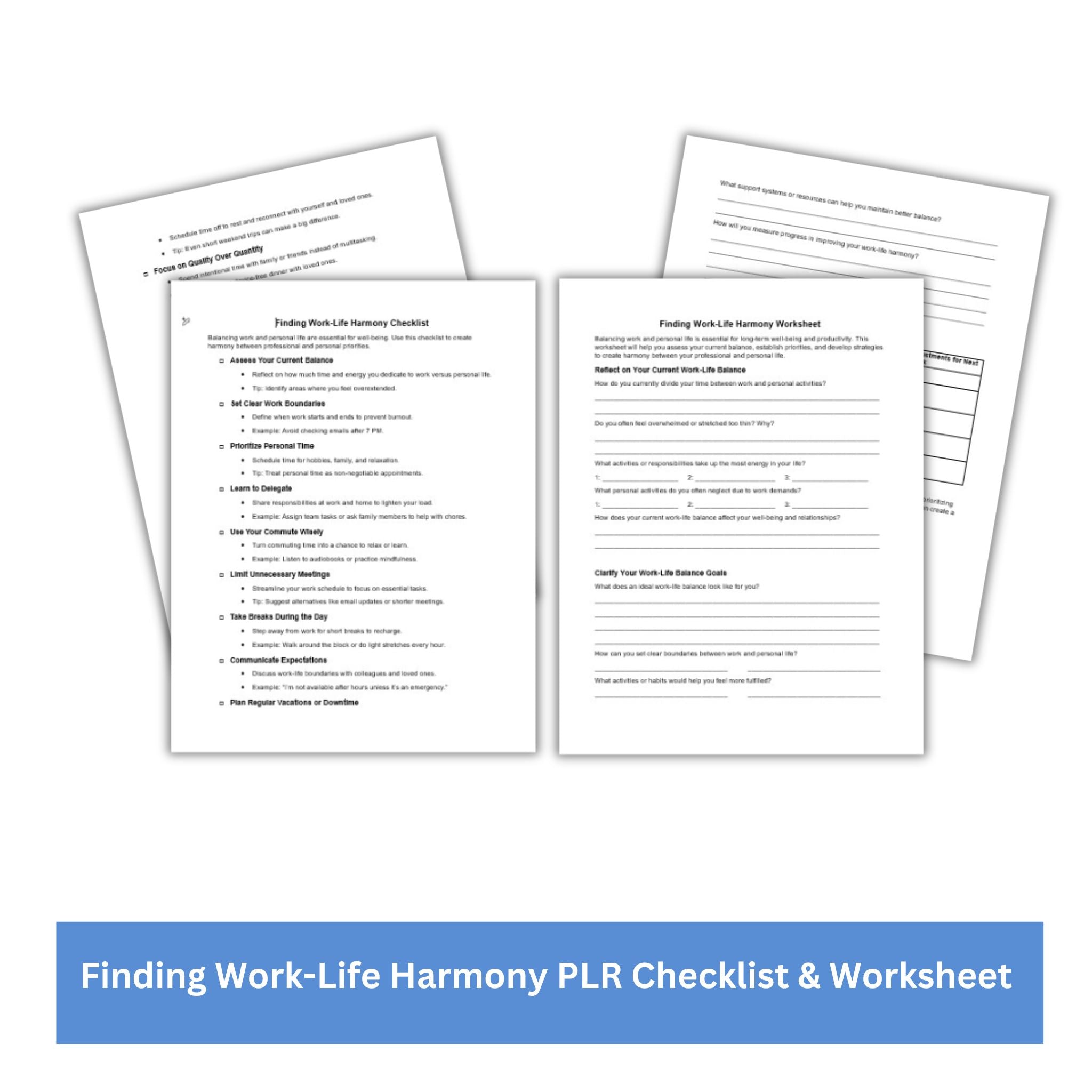Finding Work-Life Harmony PLR Checklist & Worksheet