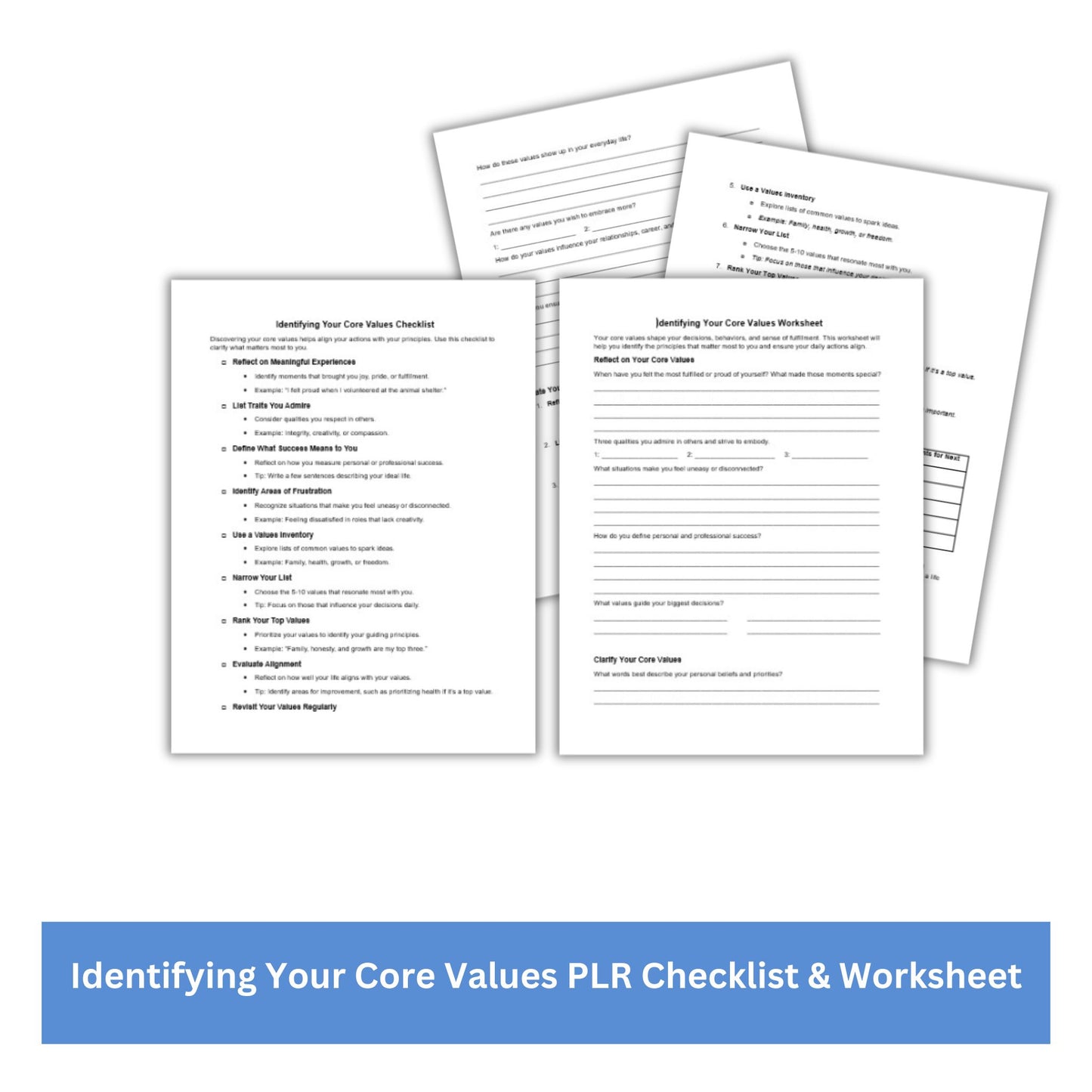 Identifying Your Core Values PLR Checklist & Worksheet