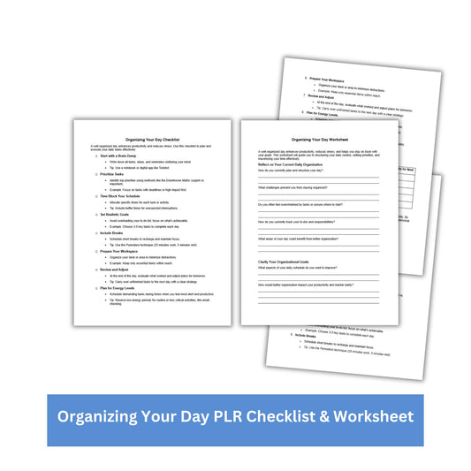Organizing Your Day PLR Checklist & Worksheet