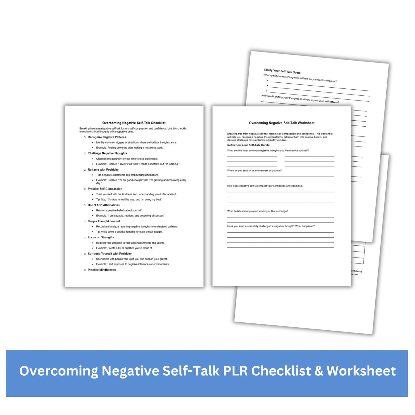 Overcoming Negative Self-Talk PLR Checklist & Worksheet