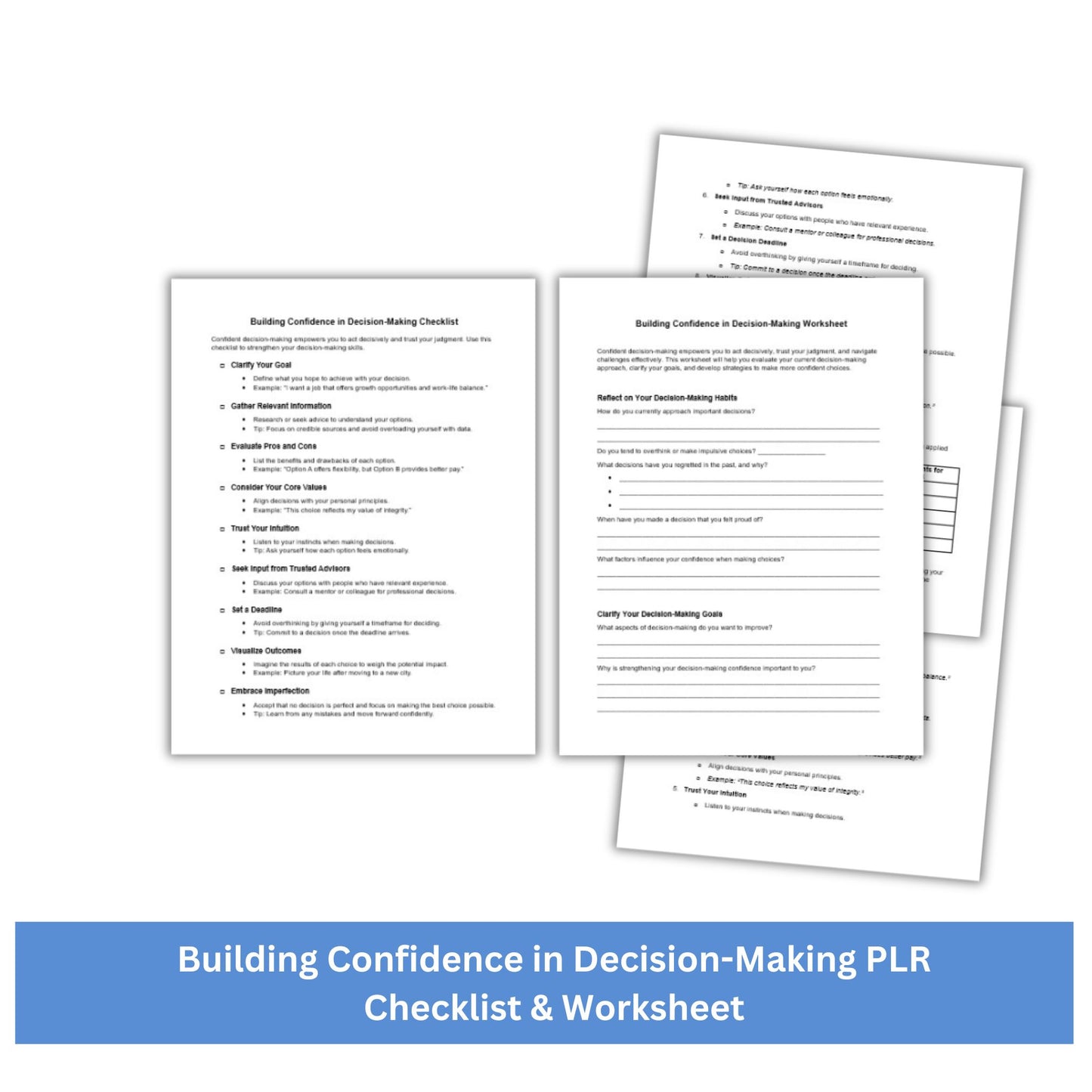 Building Confidence in Decision-Making PLR Checklist & Worksheet