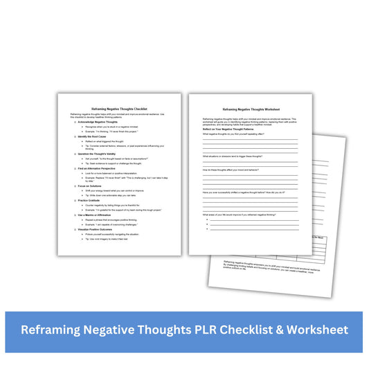 Reframing Negative Thoughts PLR Checklist & Worksheet
