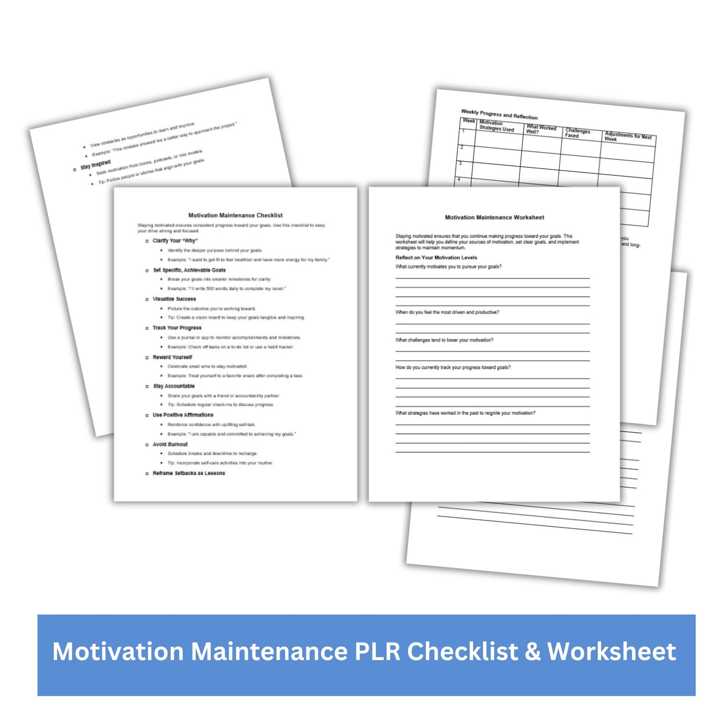 Motivation Maintenance PLR Checklist & Worksheet