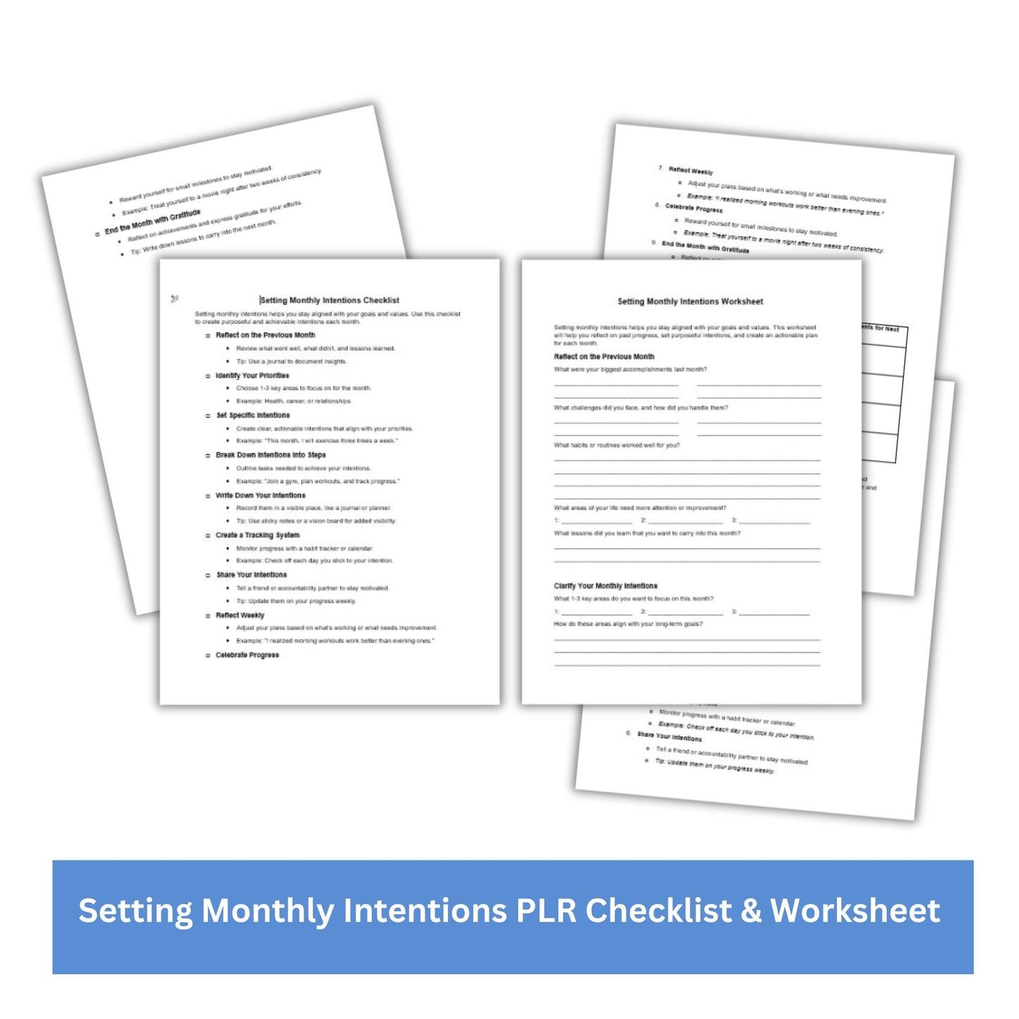 Setting Monthly Intentions PLR Checklist & Worksheet