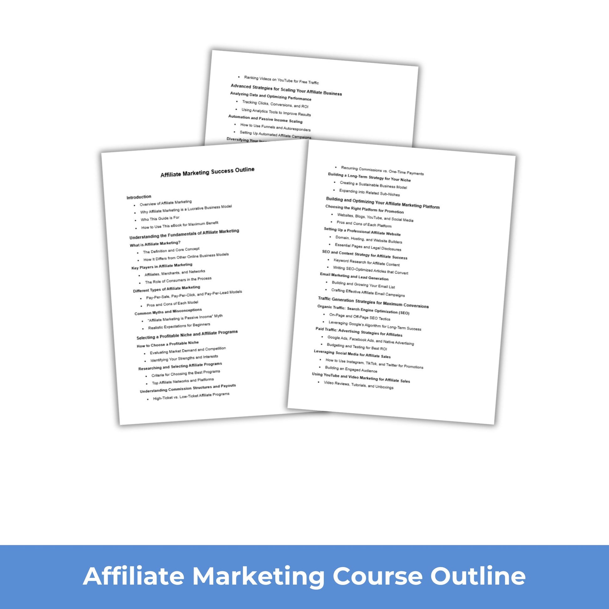 Affiliate Marketing PLR Course Outline
