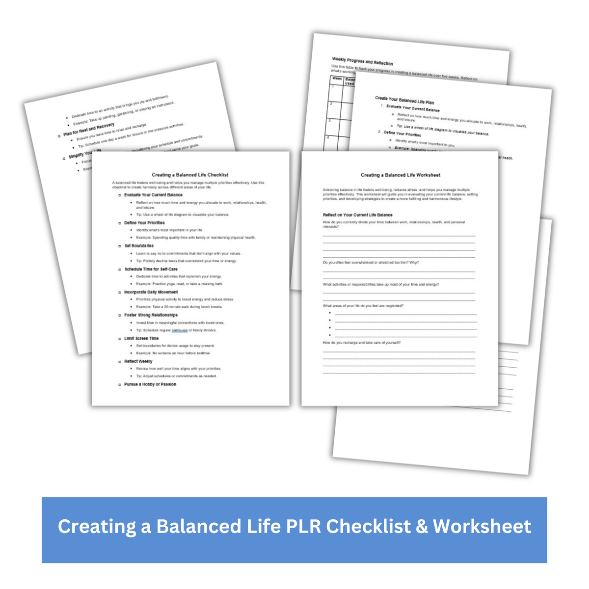 Creating a Balanced Life PLR Checklist & Worksheet