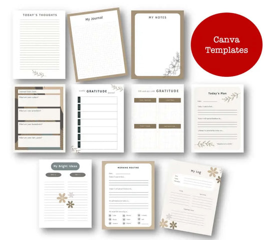 10-Pack Canva Journal Page Templates - Collection #1