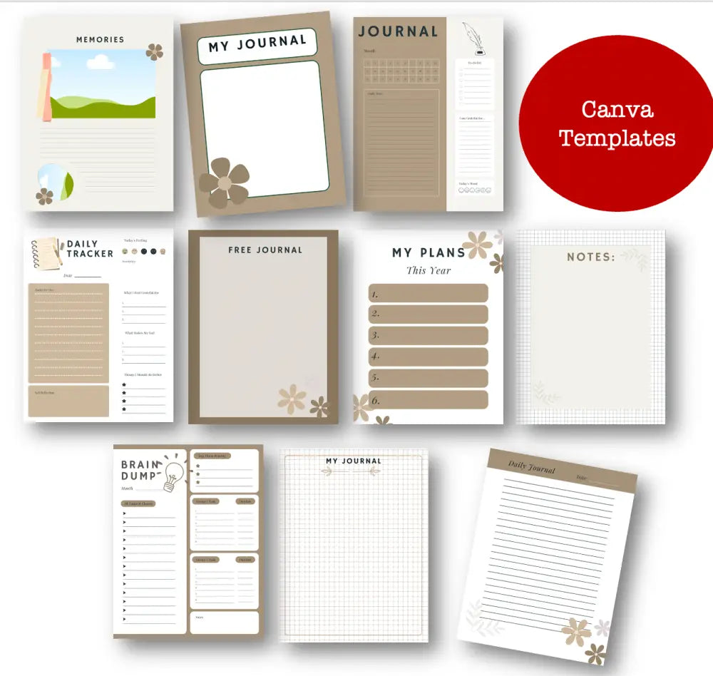 10-Pack Canva Journal Page Templates - Collection #3