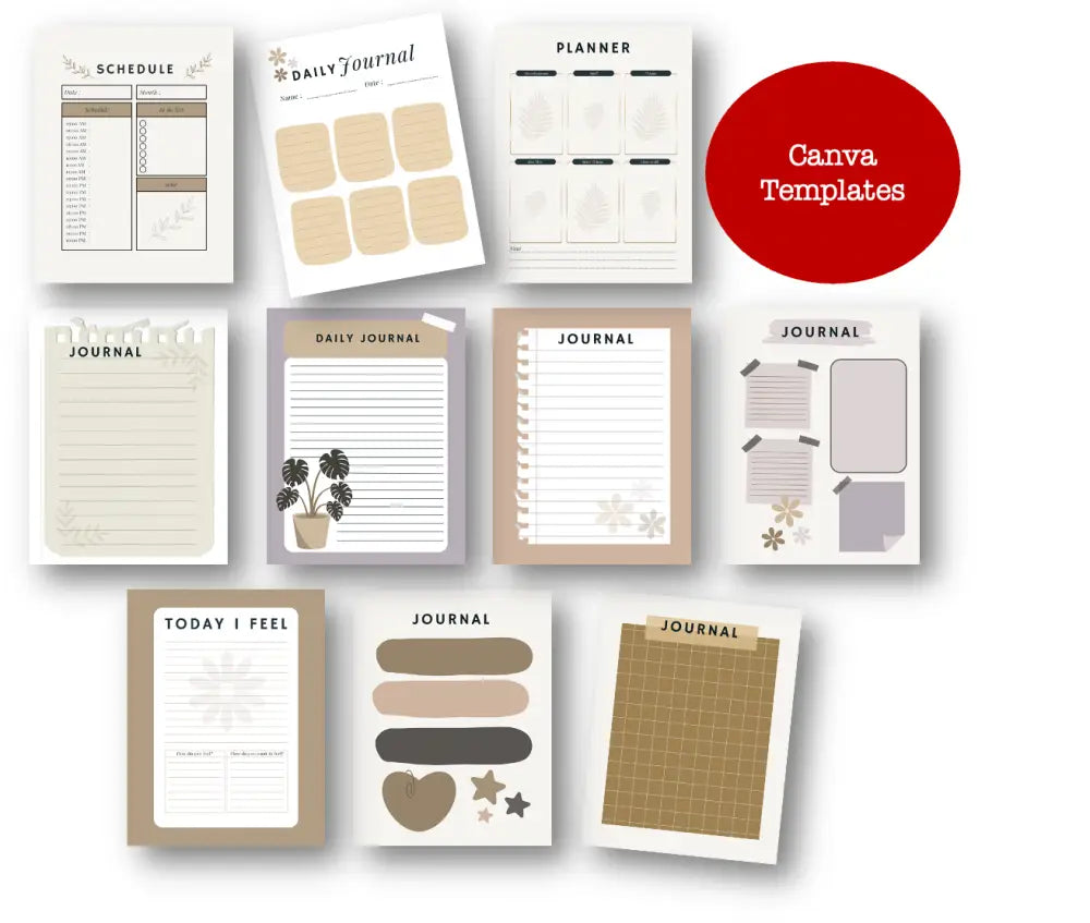 10-Pack Canva Journal Page Templates - Collection #5