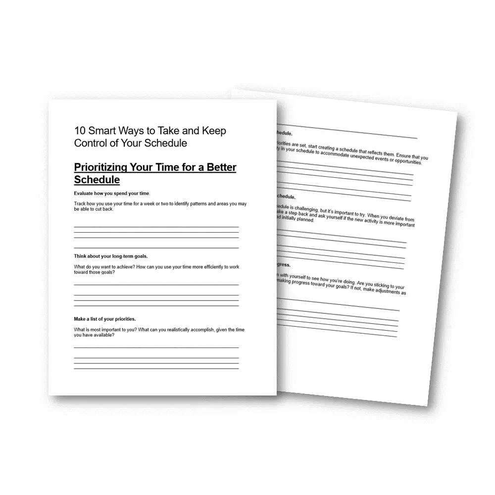 10 Smart Ways to Take and Keep Control of Your Schedule PLR Worksheet & Checklist