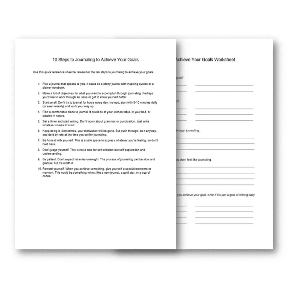Exercises To Check In Journaling Example 10 Steps to Journaling to Achieve Your Goals PLR Checklist & Worksheet