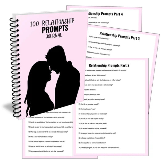 100 Relationship Prompts - Printable Canva Plr Journal Templates