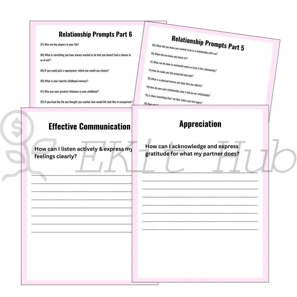 100 Relationship Prompts - Printable Canva Plr Journal Templates