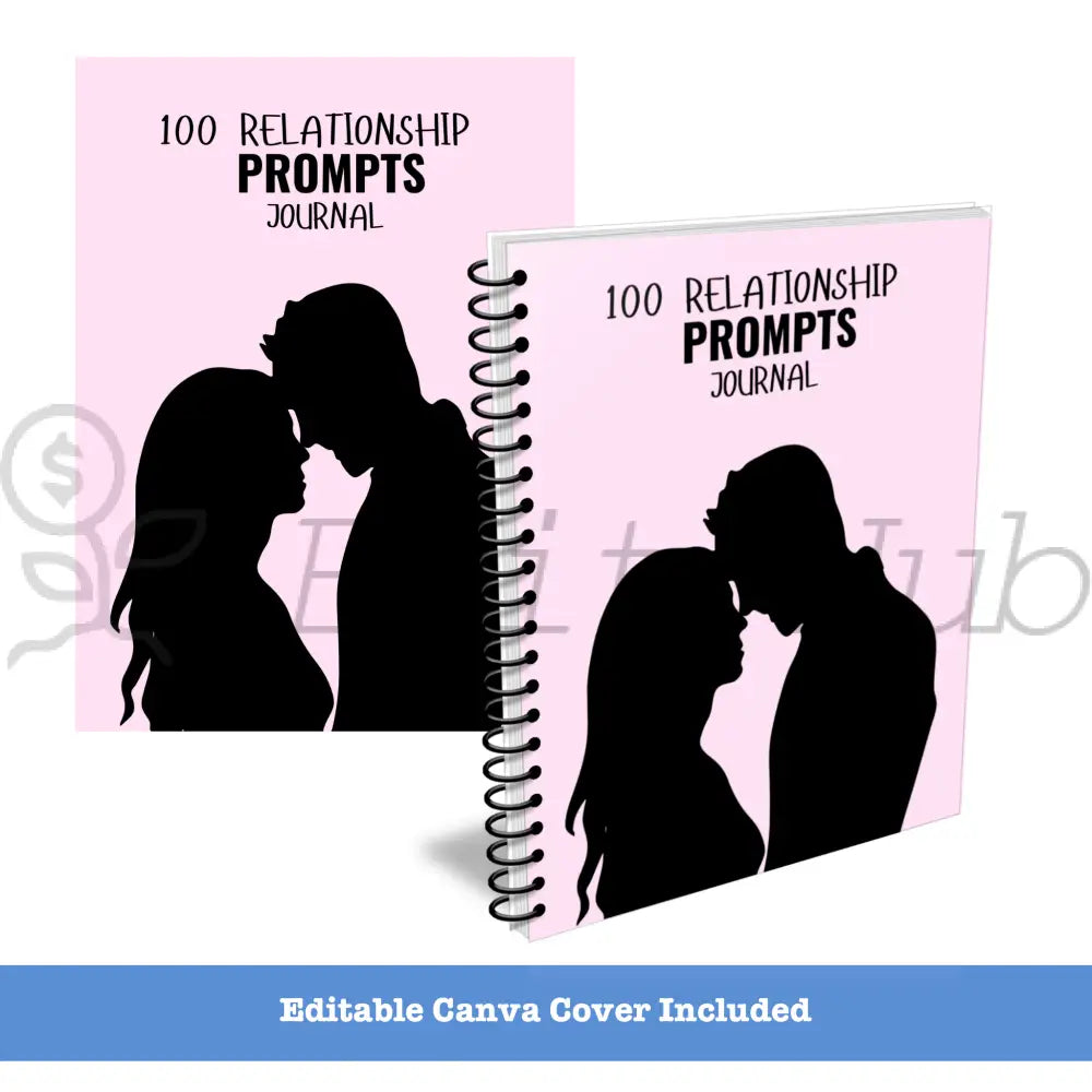 100 Relationship Prompts - Printable Canva Plr Journal Templates