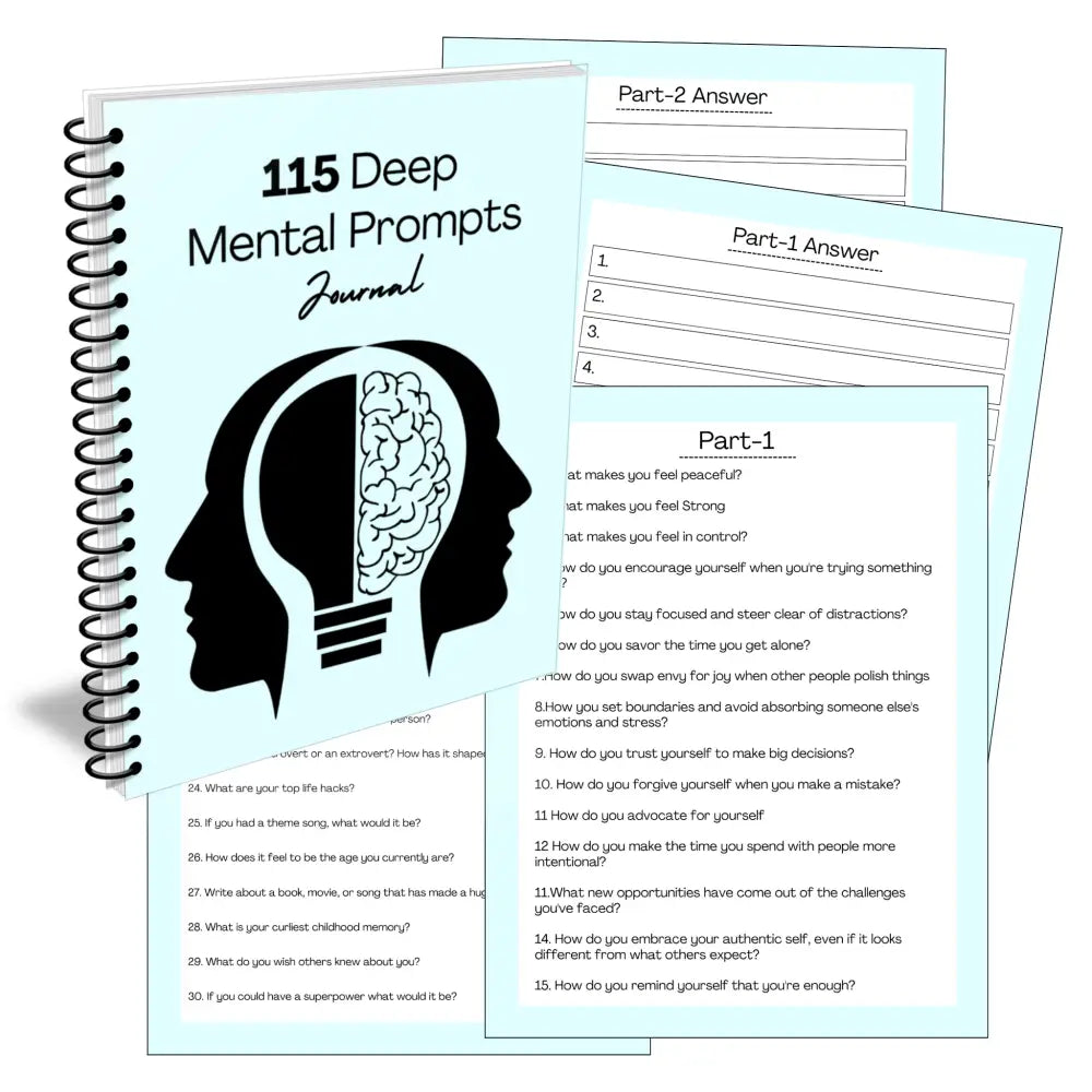 115 Deep Mental Prompts - Printable Canva Plr Journal Templates