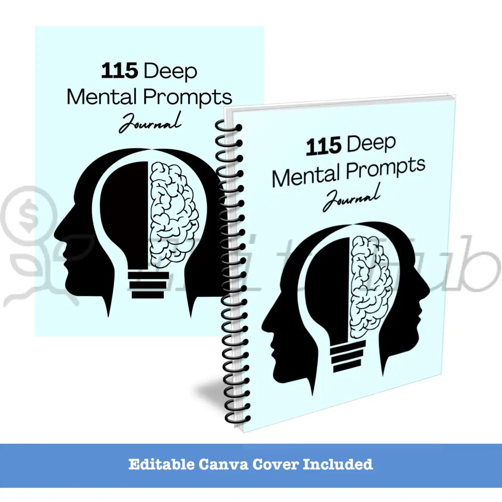 115 Deep Mental Prompts - Printable Canva Plr Journal Templates