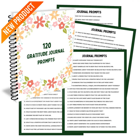 120 Gratitude Prompts - Printable Canva Plr Journal Templates