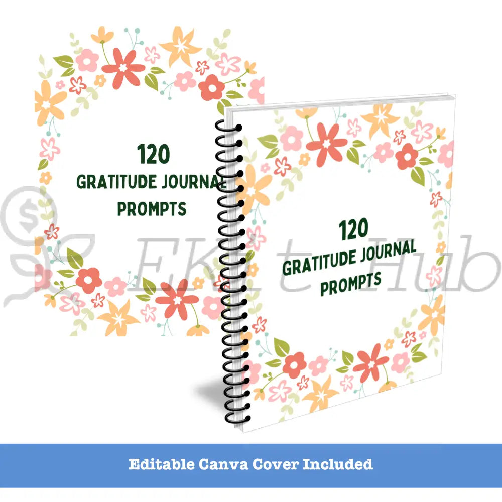 120 Gratitude Prompts - Printable Canva Plr Journal Templates