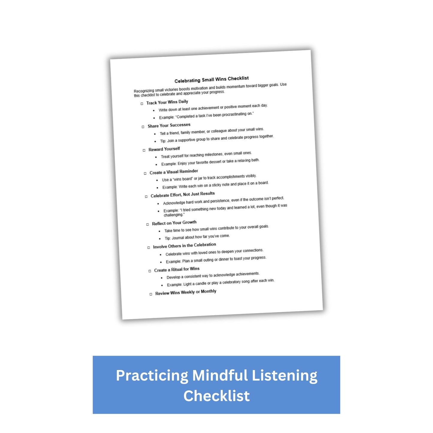 Practicing Mindful Listening PLR Checklist & Worksheet