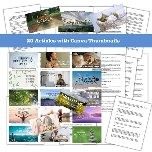 20 Personal Development Articles With Canva Thumbnails - Stock Up And Save Bundle