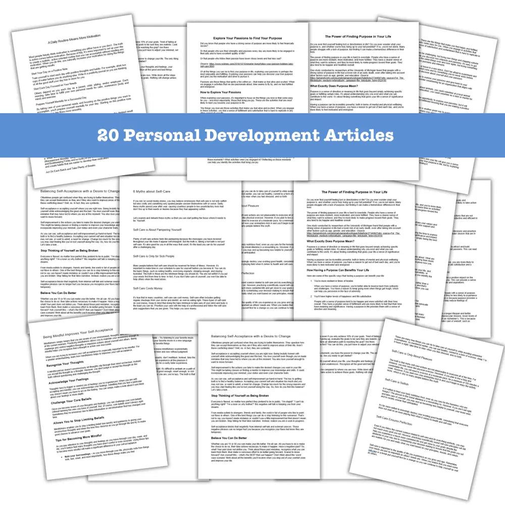 20 Personal Development Articles With Canva Thumbnails - Stock Up And Save Bundle