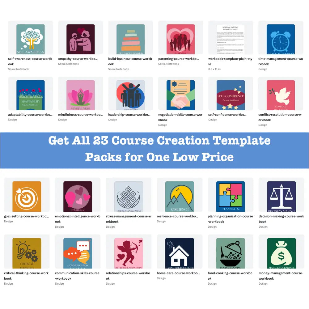 23 Life Skills Course Creation Packs Templates - Get The Complete Canva Collection