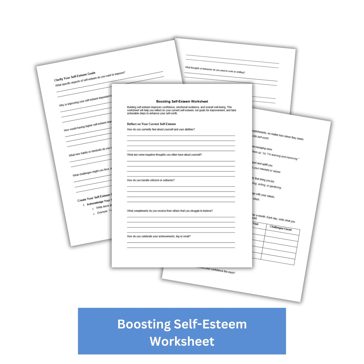 Boosting Self-Esteem PLR Checklist & Worksheet
