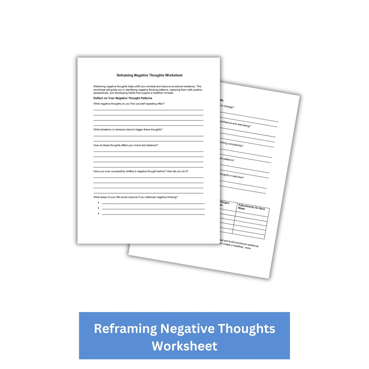 Reframing Negative Thoughts PLR Checklist & Worksheet