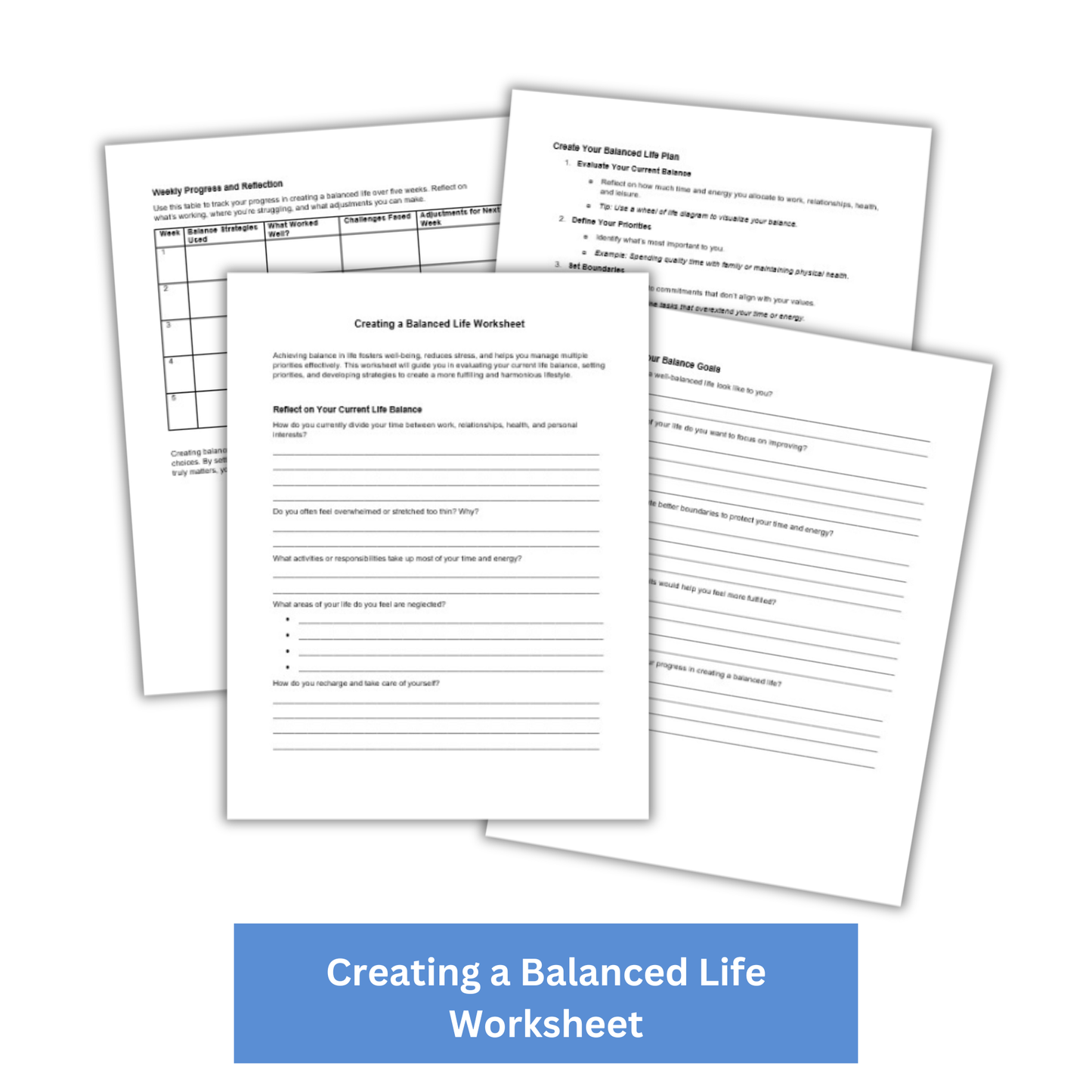 Creating a Balanced Life PLR Checklist & Worksheet