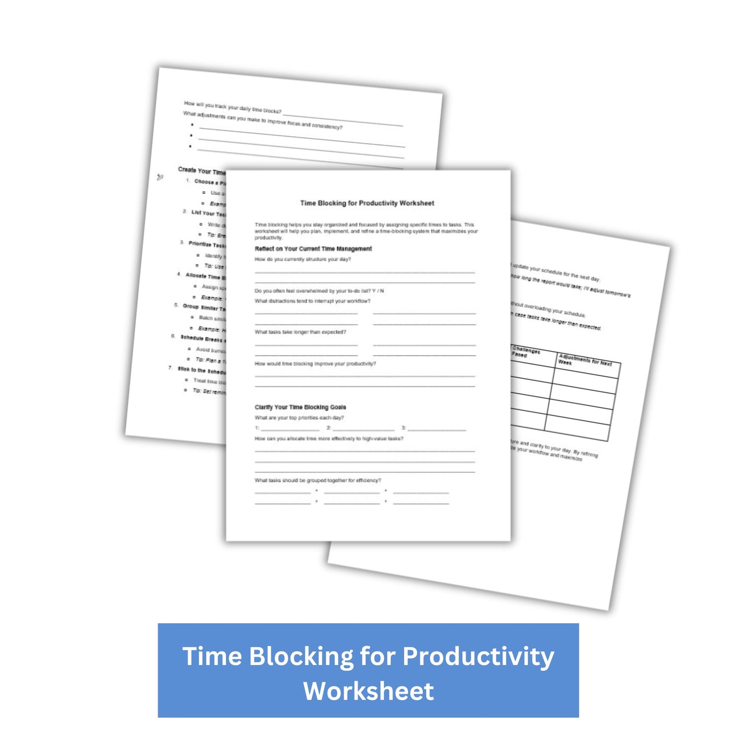 Time Blocking for Productivity PLR Worksheet