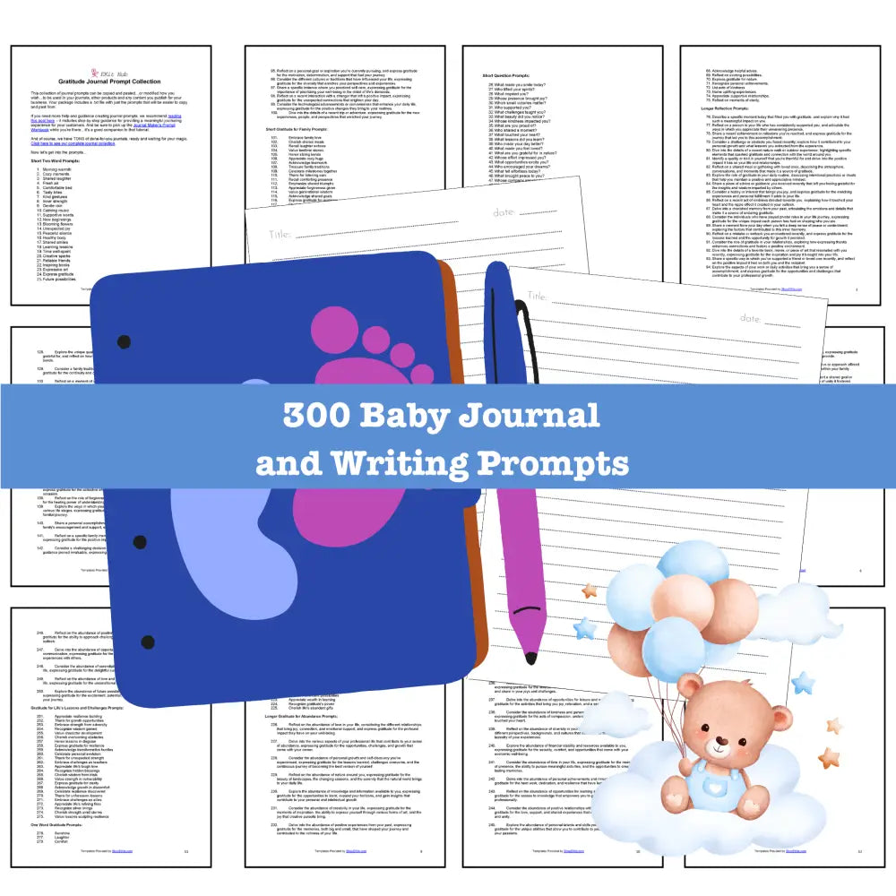300 Baby Journal Prompts for Writing - Copy & Paste with PLR Rights