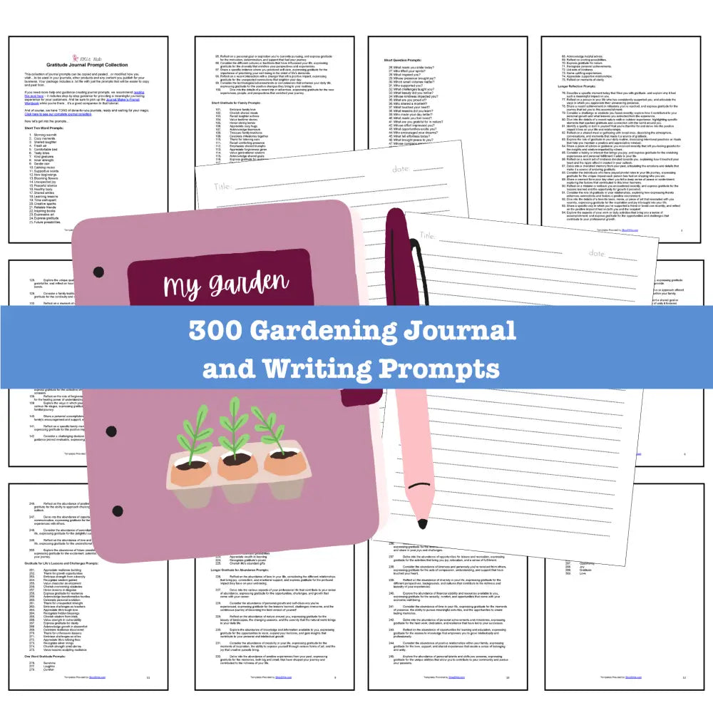 300 Gardening Journal Prompts for Writing - Copy & Paste with PLR Righ