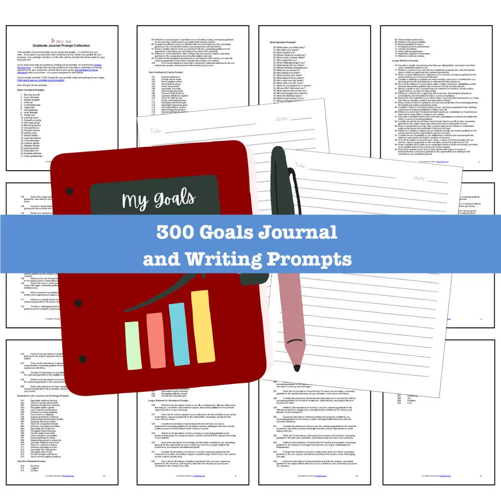 300 Goals Journal Prompts for Writing - Copy & Paste with PLR Rights
