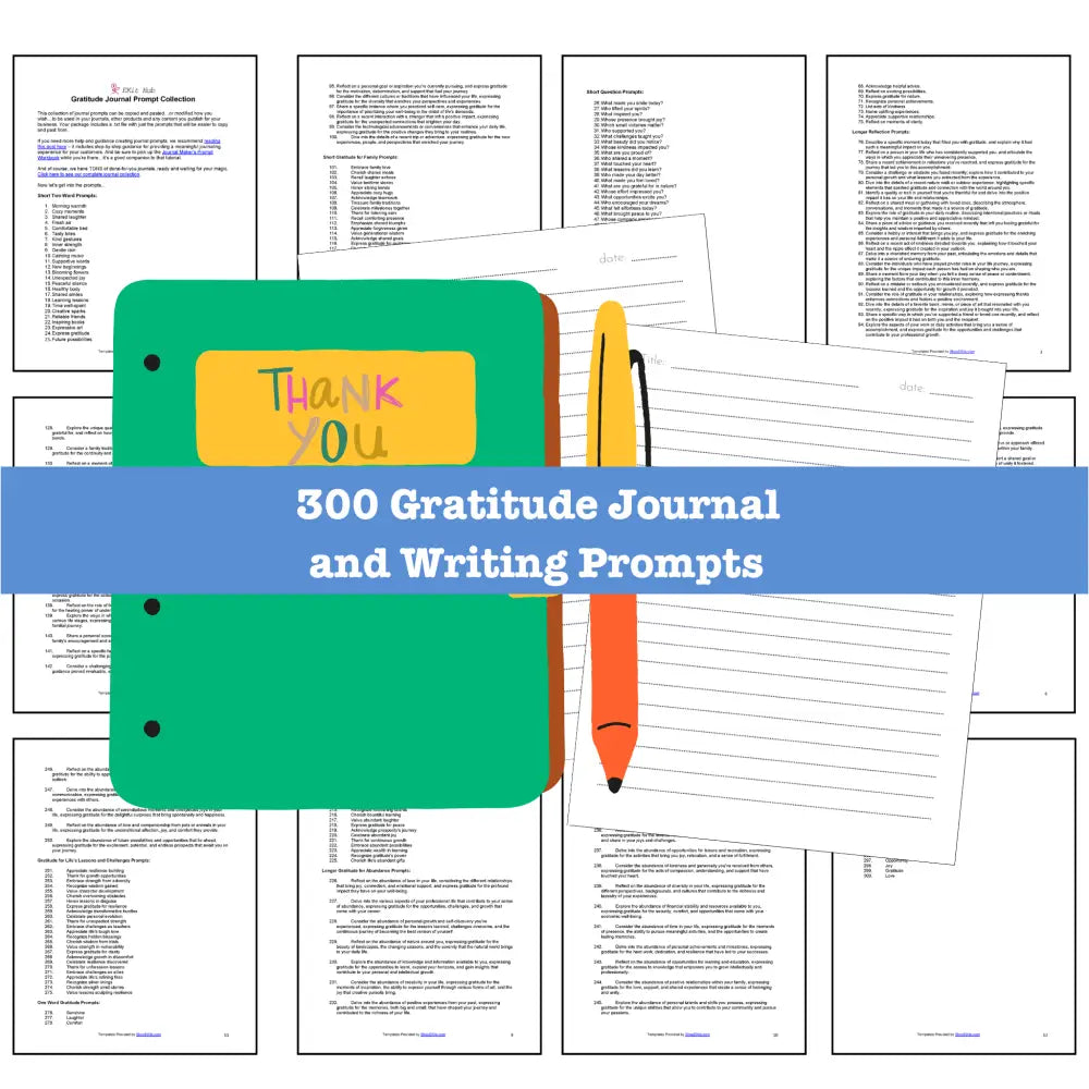 300 Gratitude Journal Prompts - Copy & Paste With Plr Rights Printable Journals