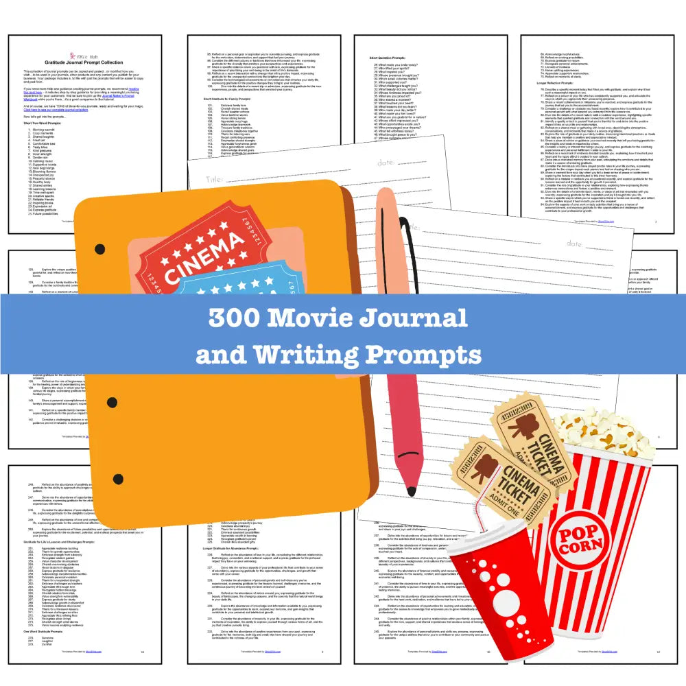 300 Movie Journal Prompts for Writing - Copy & Paste with PLR Rights