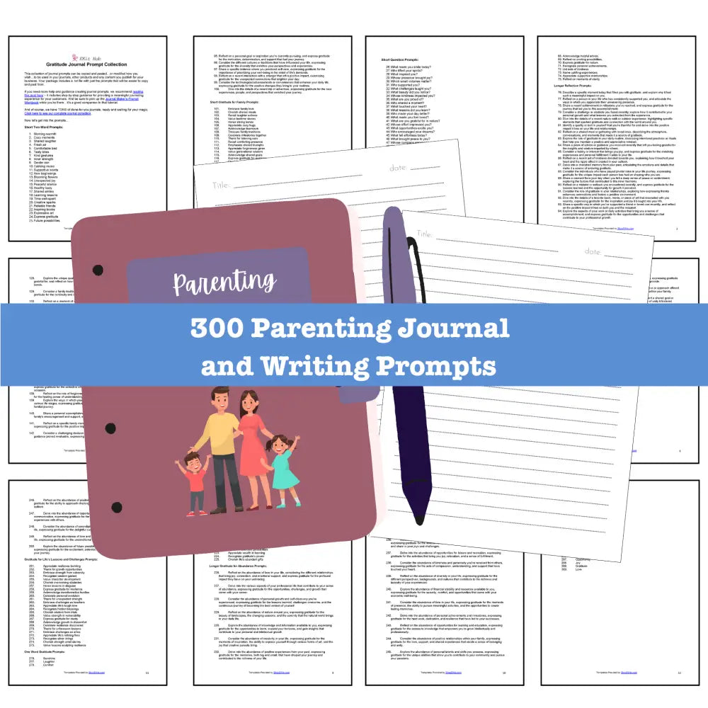 300 Parenting Journal Prompts for Writing - Copy & Paste with PLR Rights