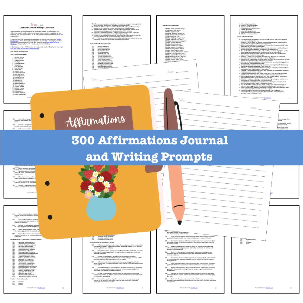 300 Positive Affirmations Journal Prompts - Copy & Paste with PLR Rights