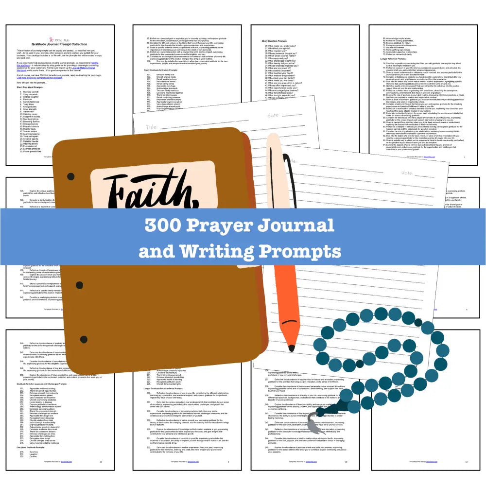 300 Prayer Journal Prompts For Writing - Copy & Paste With Plr Rights Printable Journals