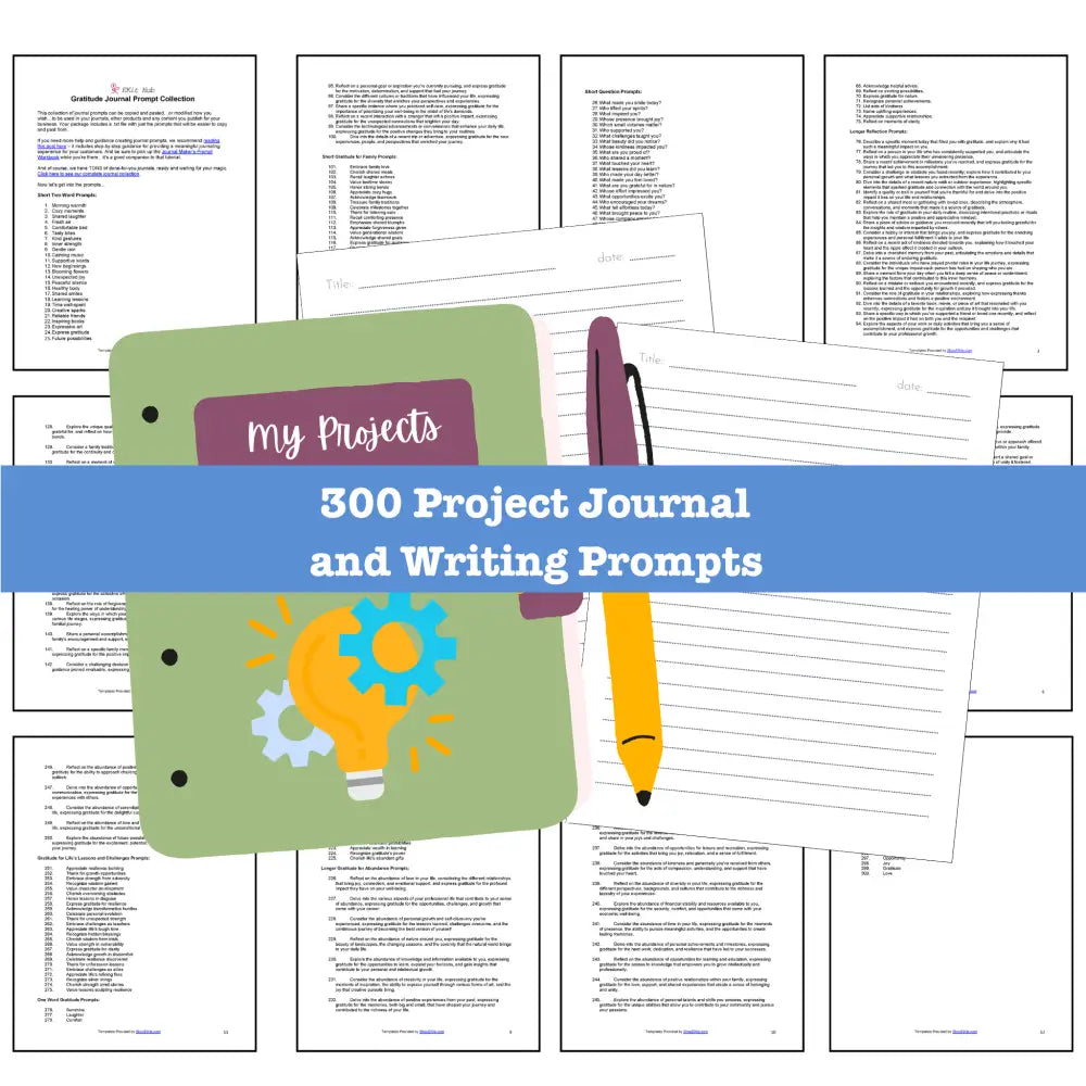 300 Project Journal Prompts - Copy & Paste with PLR Rights