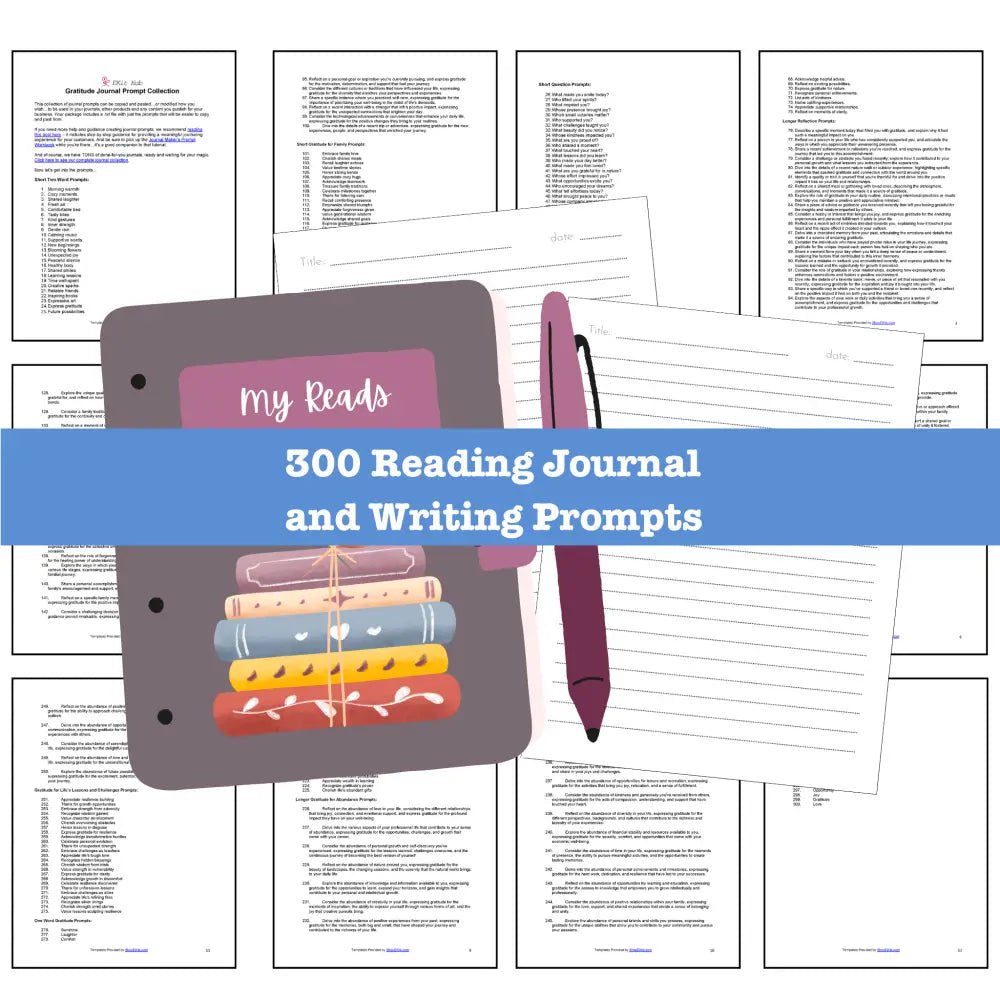 300 Reading Journal Prompts for Writing - Copy & Paste with PLR Rights