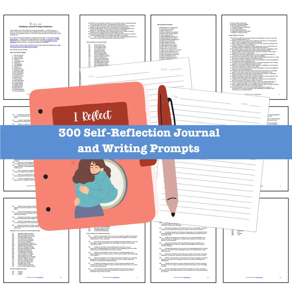 Writing Reflection Journal 300 Self-Reflection Journal Prompts for Writing - Copy & Paste with PL