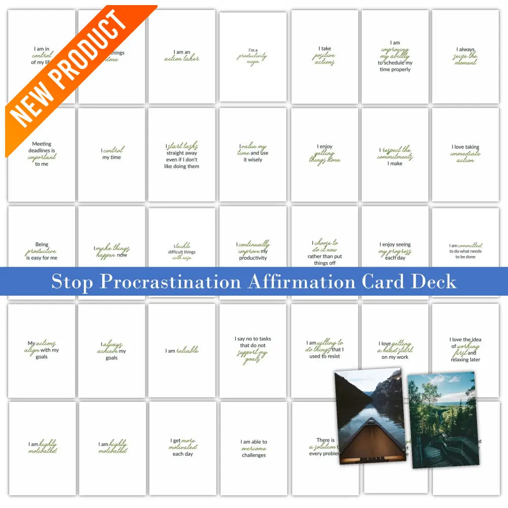 36-Card Stop Procrastination Affirmation Card Deck Business Templates