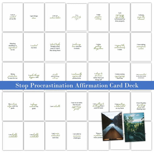 36-Card Stop Procrastination Affirmation Card Deck Business Templates