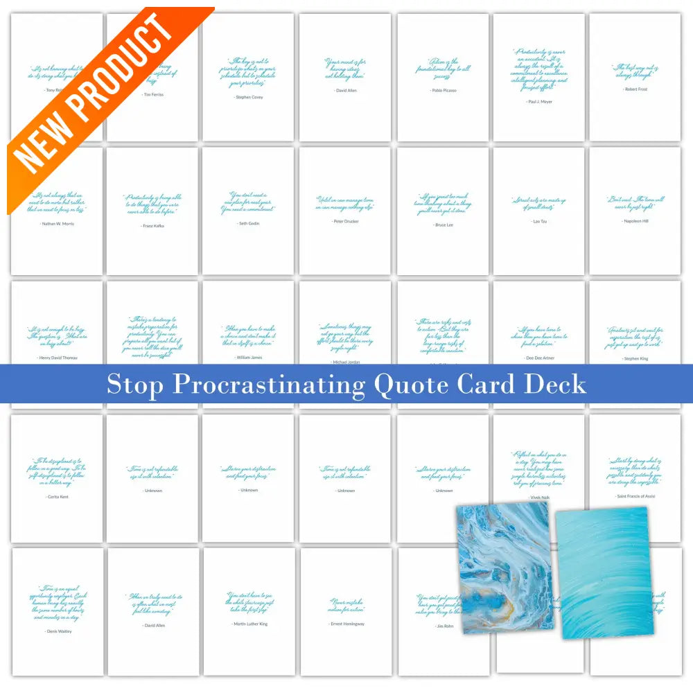 36-Card Stop Procrastination Quote Card Deck Business Templates