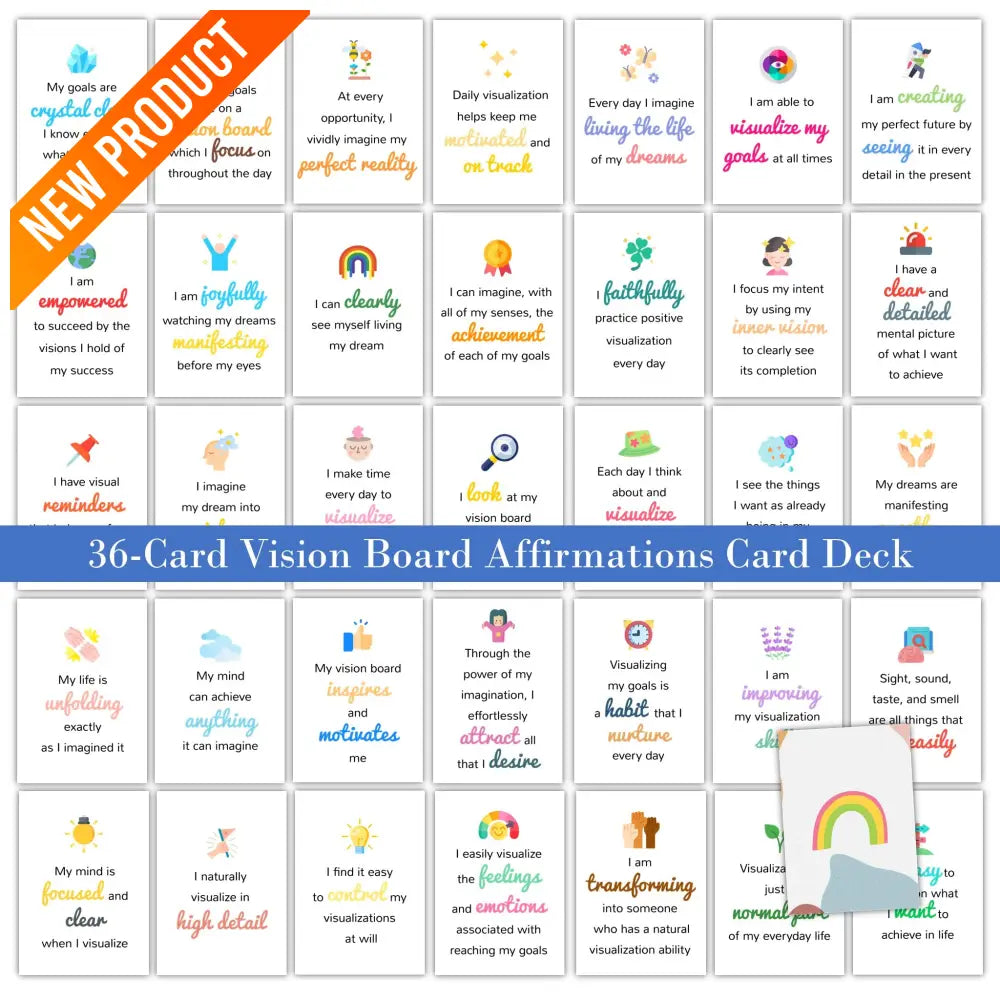 36-Card Vision Board Affirmations - Plr Card Deck Business Templates