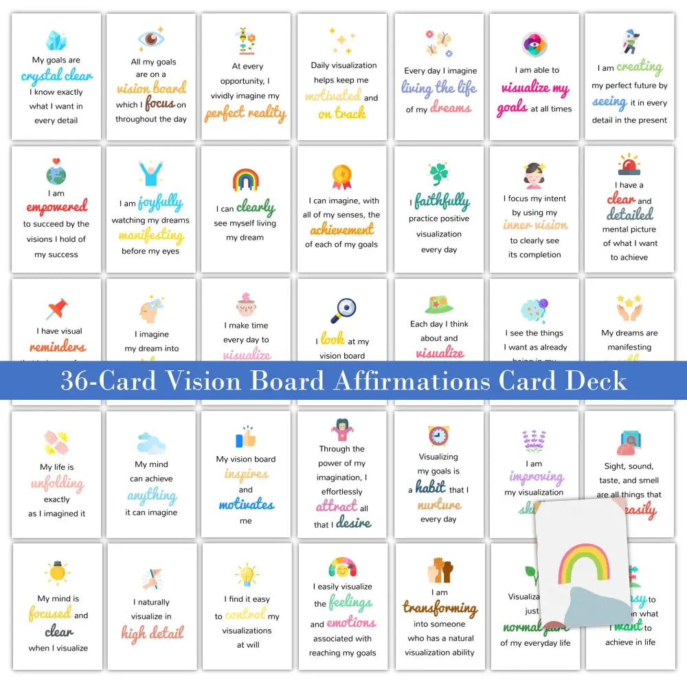 36-Card Vision Board Affirmations - Plr Card Deck Business Templates