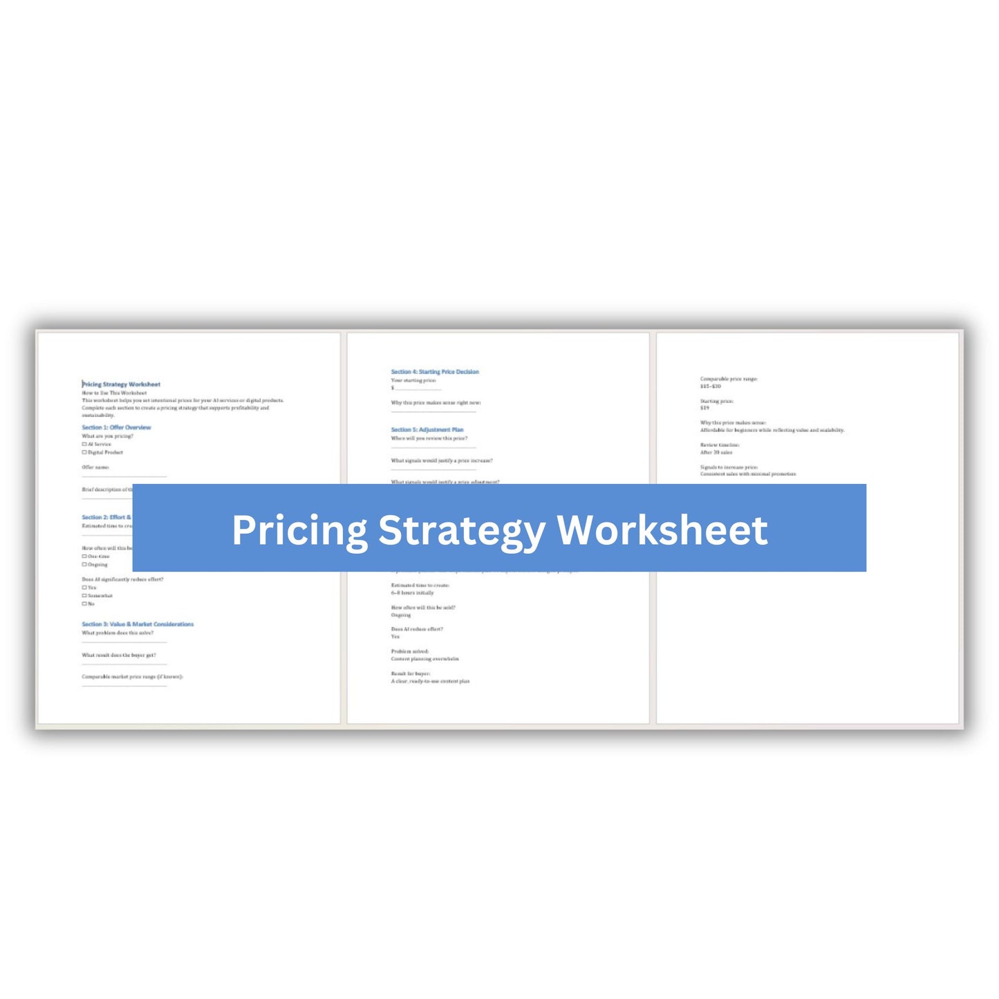 Introduction to AI Side Hustles PLR Pricing Strategy Worksheet