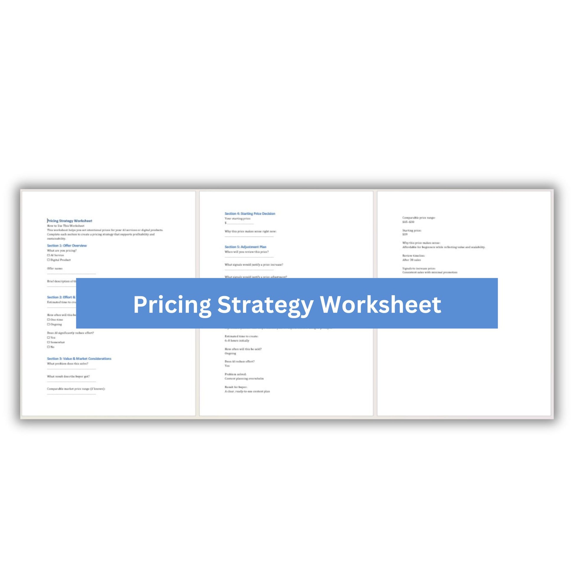 Introduction to AI Side Hustles PLR Pricing Strategy Worksheet