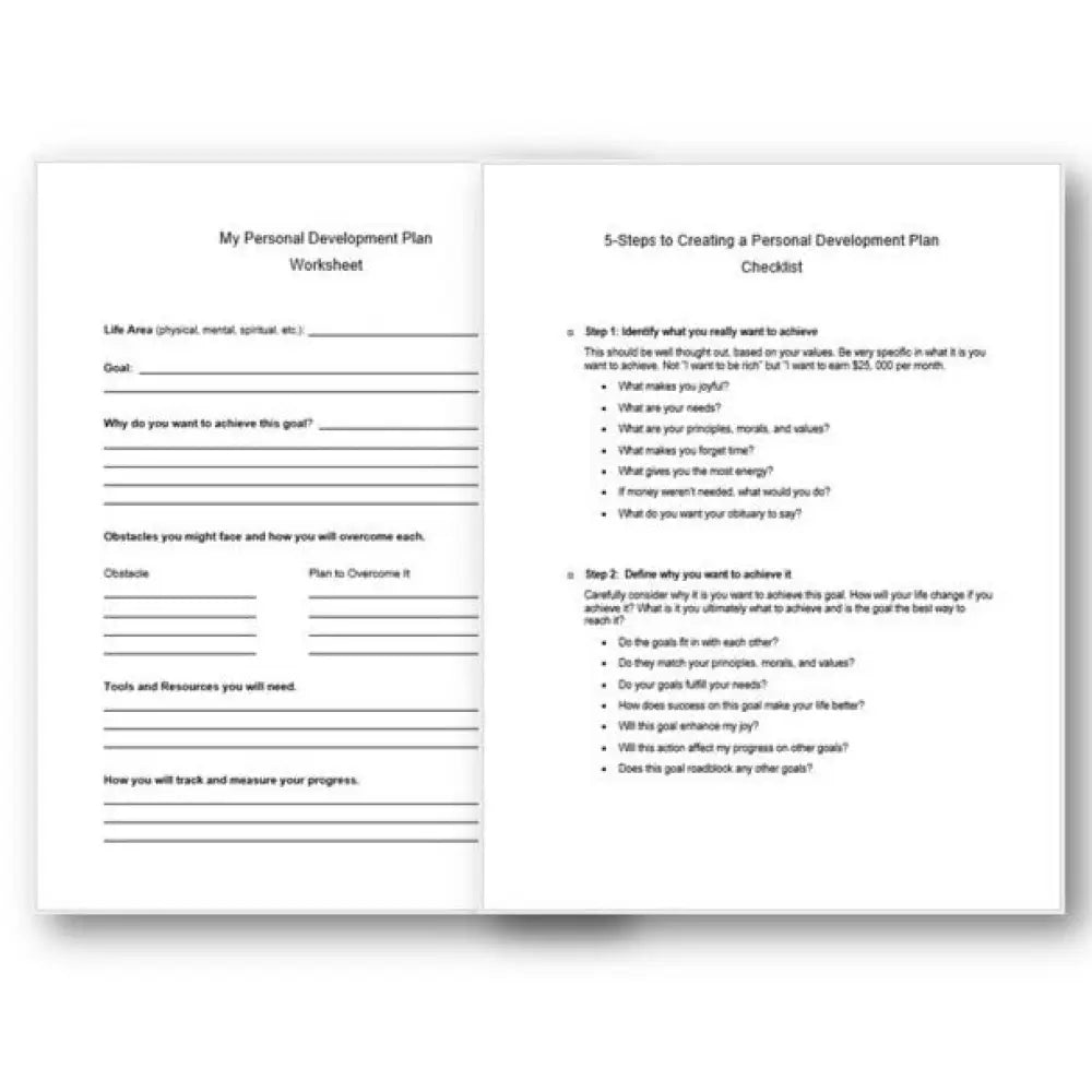 5 Steps to Creating a Personal Development Plan Checklist and Workshee