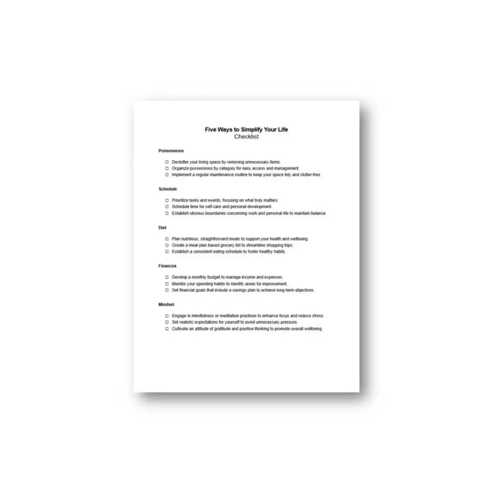 5 Ways To Simplify Your Life Checklist And Worksheet Printable Worksheets Checklists Plr